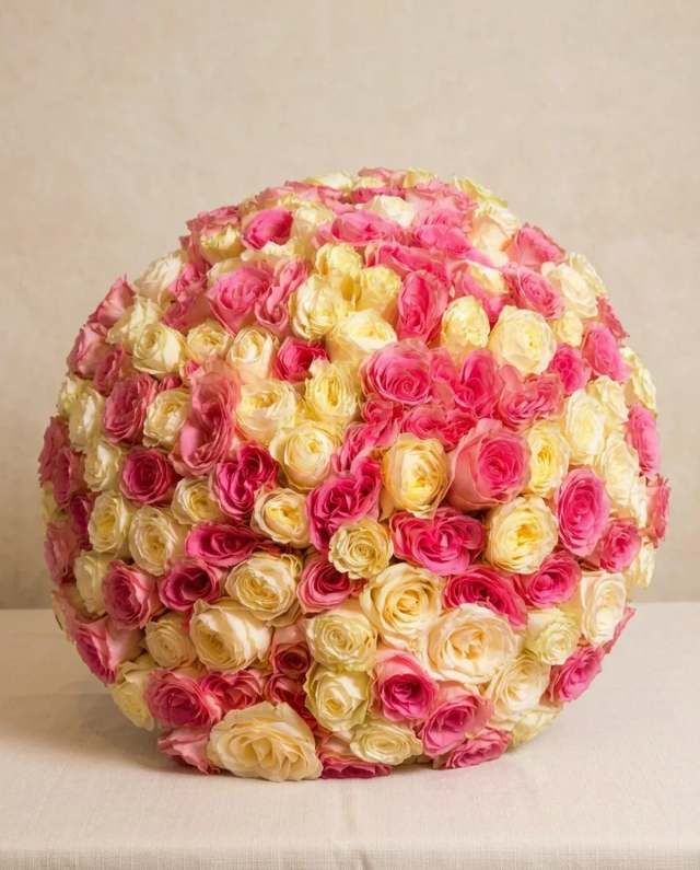 201 rosas en rosa y crema